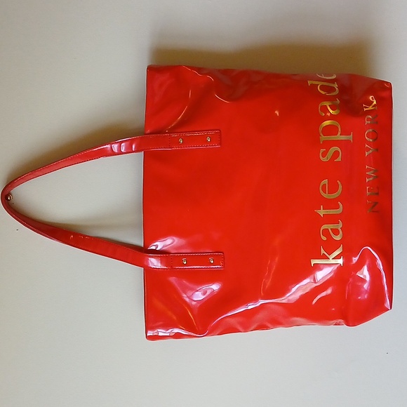 Kate Spade Patent Leather Rare Red Shopper Tote - Picture 1 of 16